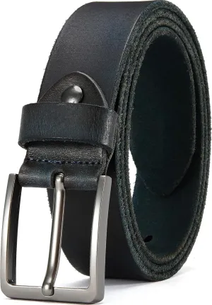 DOOPAI Men's Genuine Leather Casual Belt -Full Grain Leather Belt for Men- 1.5" Handmade Jeans Belt with Gift Box