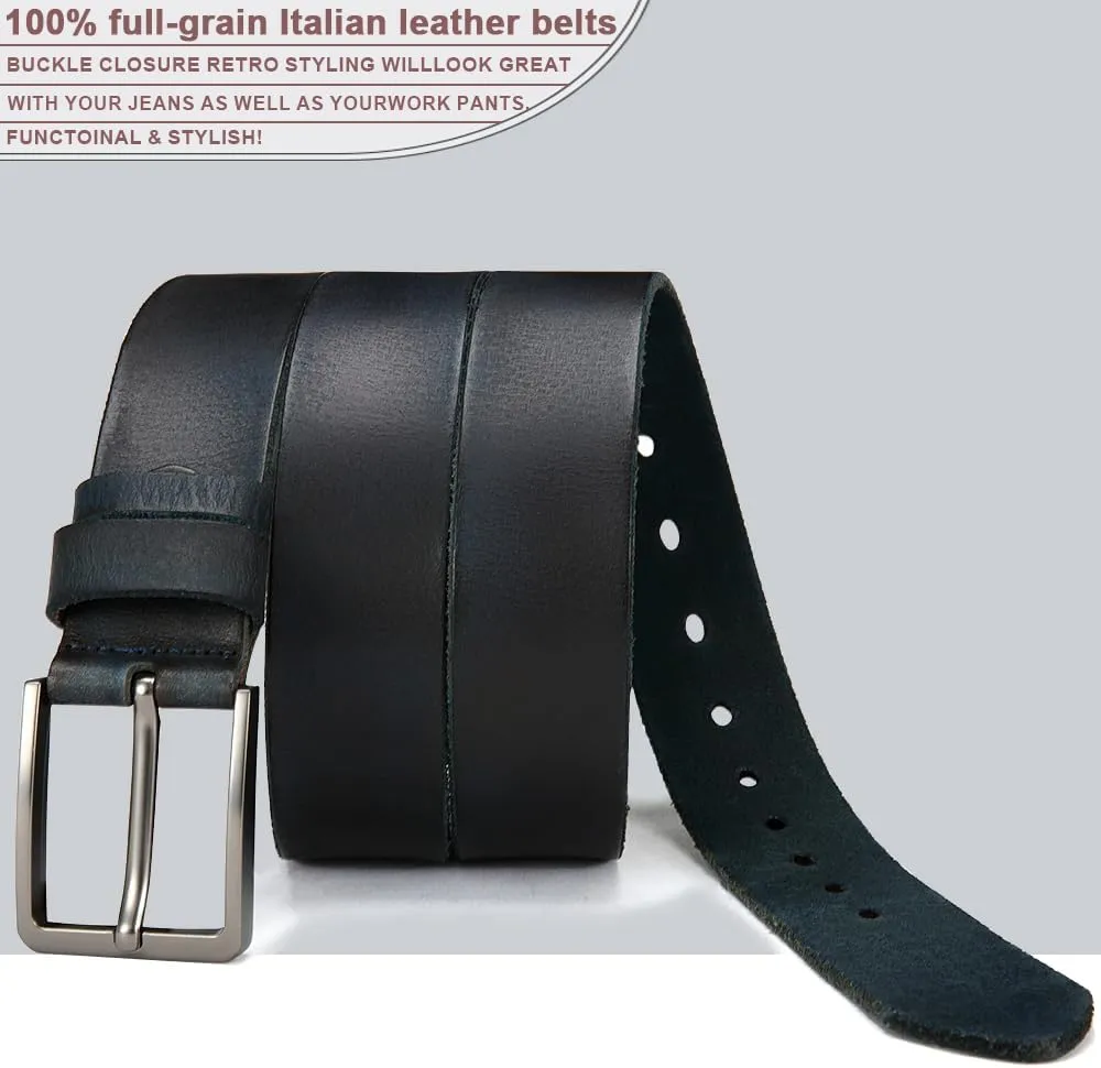 DOOPAI Men's Genuine Leather Casual Belt -Full Grain Leather Belt for Men- 1.5" Handmade Jeans Belt with Gift Box