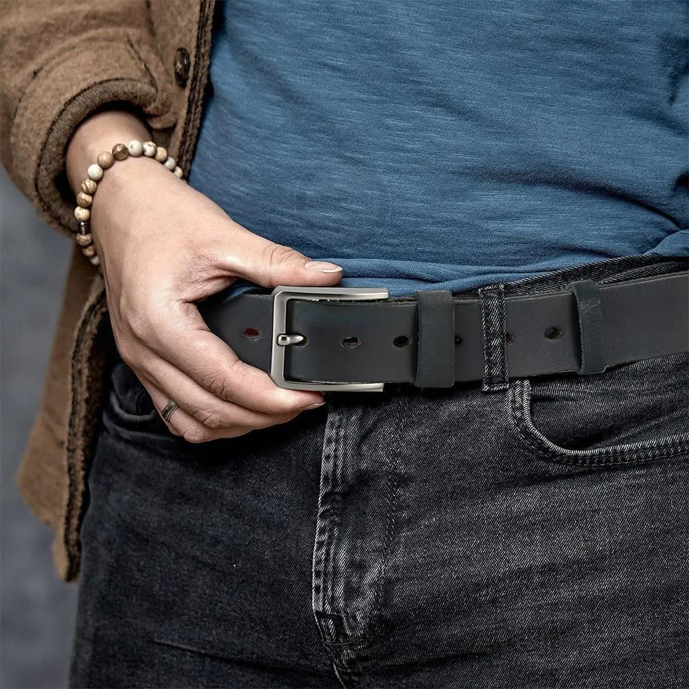 DOOPAI Men's Genuine Leather Casual Belt -Full Grain Leather Belt for Men- 1.5" Handmade Jeans Belt with Gift Box