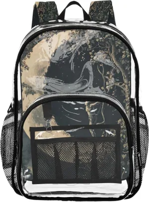 Dreamy Moon Swing Black Girls Backpacks, Clear Plastic Bag, School Bags for Girls, Clear Bags