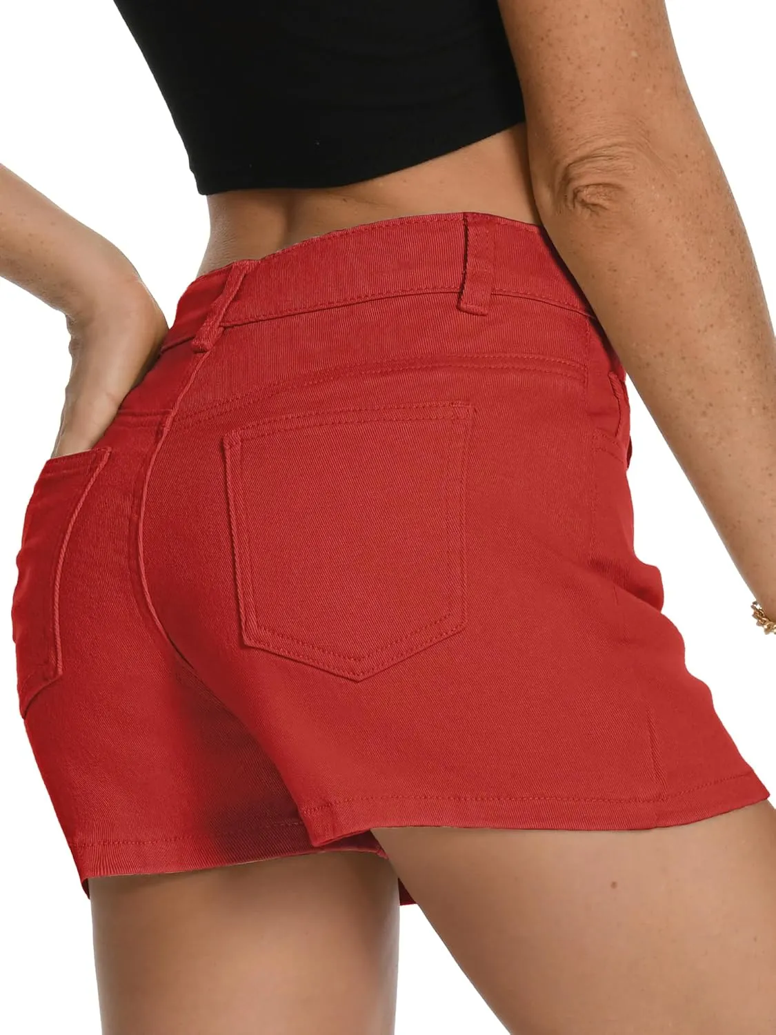 ELLEVEN High Stretchy Mini Skort Skirt for Women,Low Waist Denim Skort Shorts with Pockets