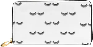 Eyelash Pattern Leather Wallet Credit Card Holder Wallet Fashion Wristlet Wallet Clutch Purse For Women And Men