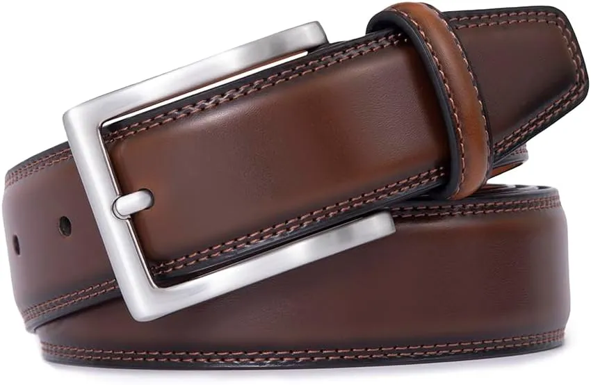 Fabio Valenti Genuine Leather Dress Belts For Men - Mens Belt For Suits, Jeans, Uniform With Single Prong Buckle