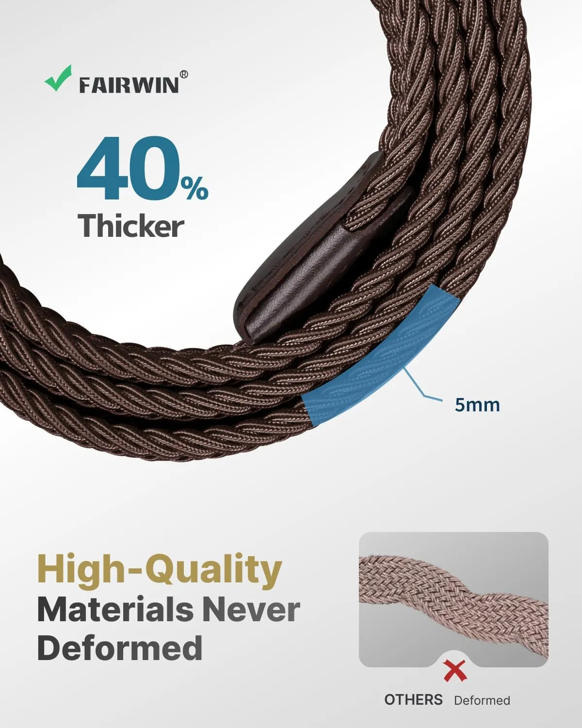 FAIRWIN Elastic Braided Stretch Mens Golf Casual Jeans Belts Woven 1 3/8" Nylon Work Belts for Men Pants Shorts