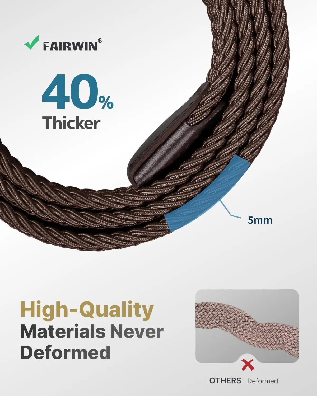 FAIRWIN Elastic Braided Stretch Mens Golf Casual Jeans Belts Woven 1 3/8" Nylon Work Belts for Men Pants Shorts
