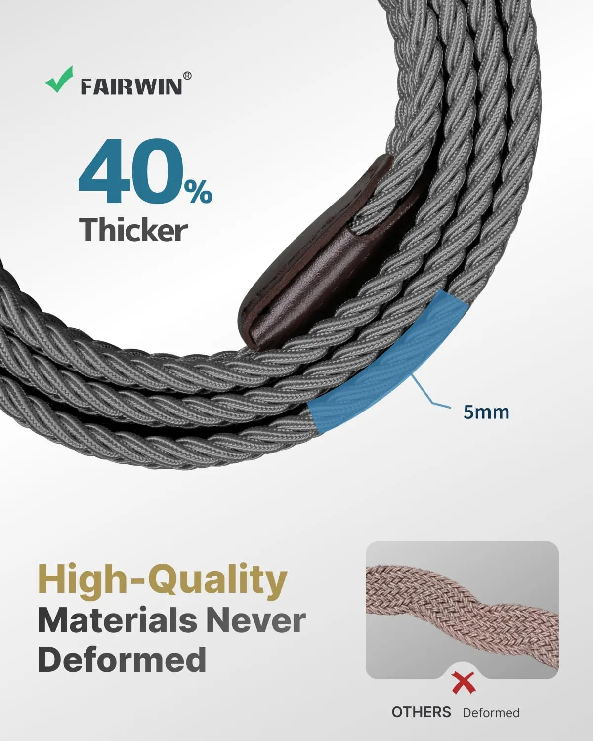 FAIRWIN Elastic Braided Stretch Mens Golf Casual Jeans Belts Woven 1 3/8" Nylon Work Belts for Men Pants Shorts