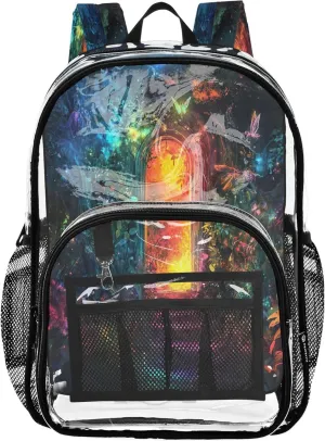 Fairy Forest Door Boys Backpack, Clear Plastic Bag, Backpack Bag, Clear Bookbag