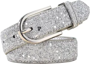 Fashion Sparkly PU Leather Waist Belts for Women Formal Dresses Jeans