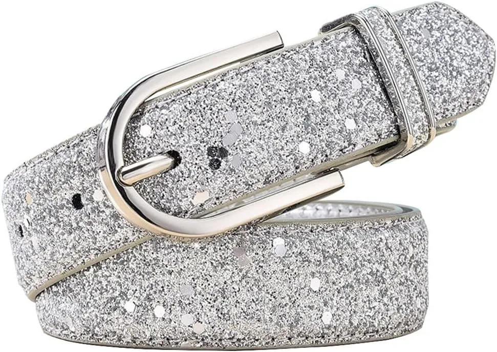 Fashion Sparkly PU Leather Waist Belts for Women Formal Dresses Jeans