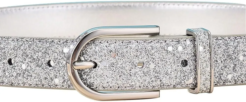 Fashion Sparkly PU Leather Waist Belts for Women Formal Dresses Jeans