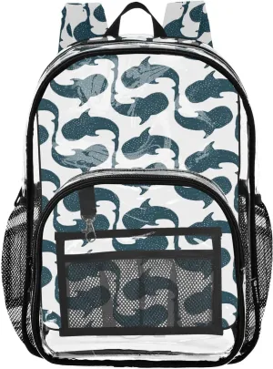 Fishes Clear Backpack Transparent Bag for Girls Boys Kids Backpacks See Through Bookbag Plastic Daypack for Teens Stadium Events School