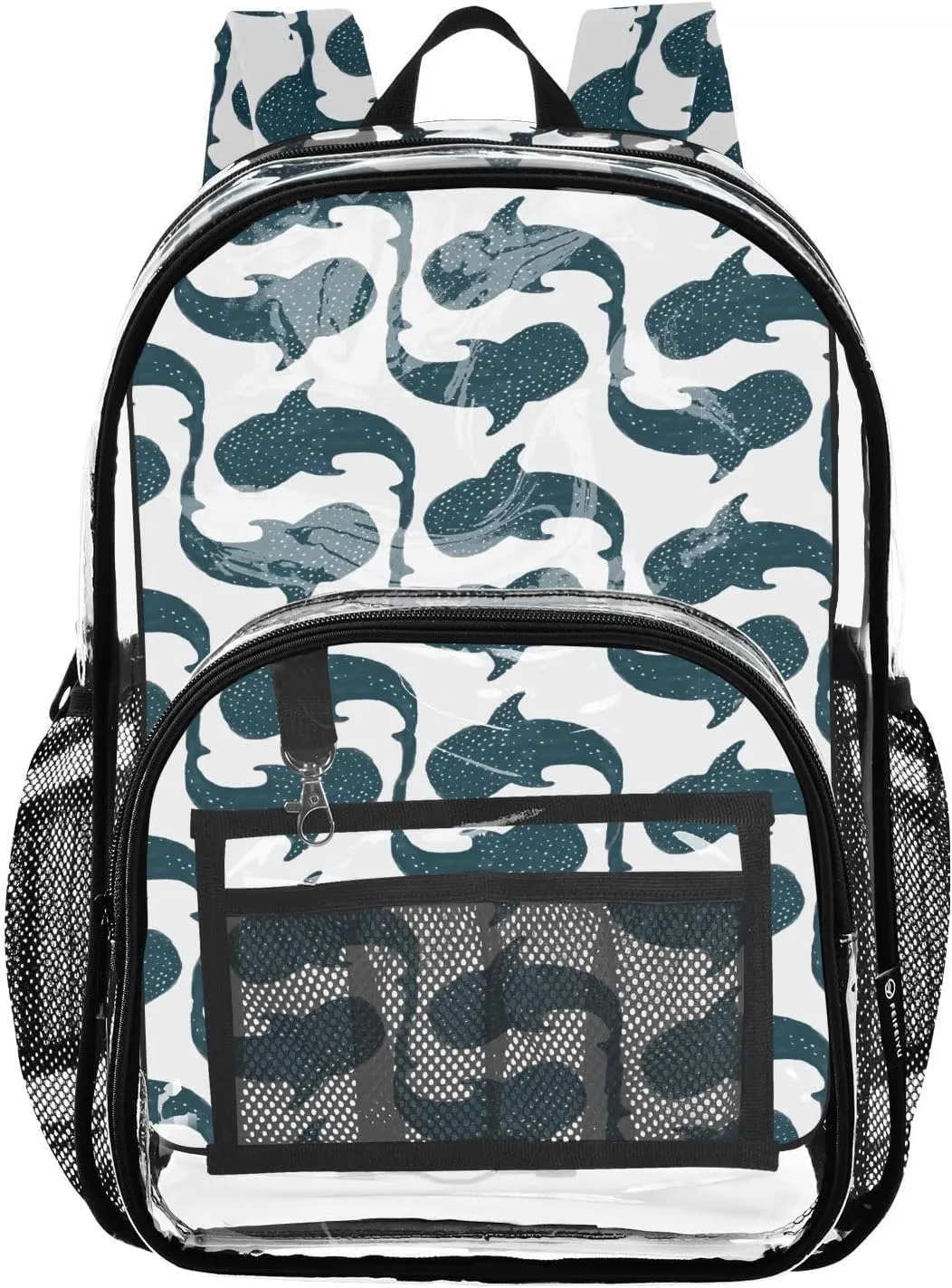 Fishes Clear Backpack Transparent Bag for Girls Boys Kids Backpacks See Through Bookbag Plastic Daypack for Teens Stadium Events School