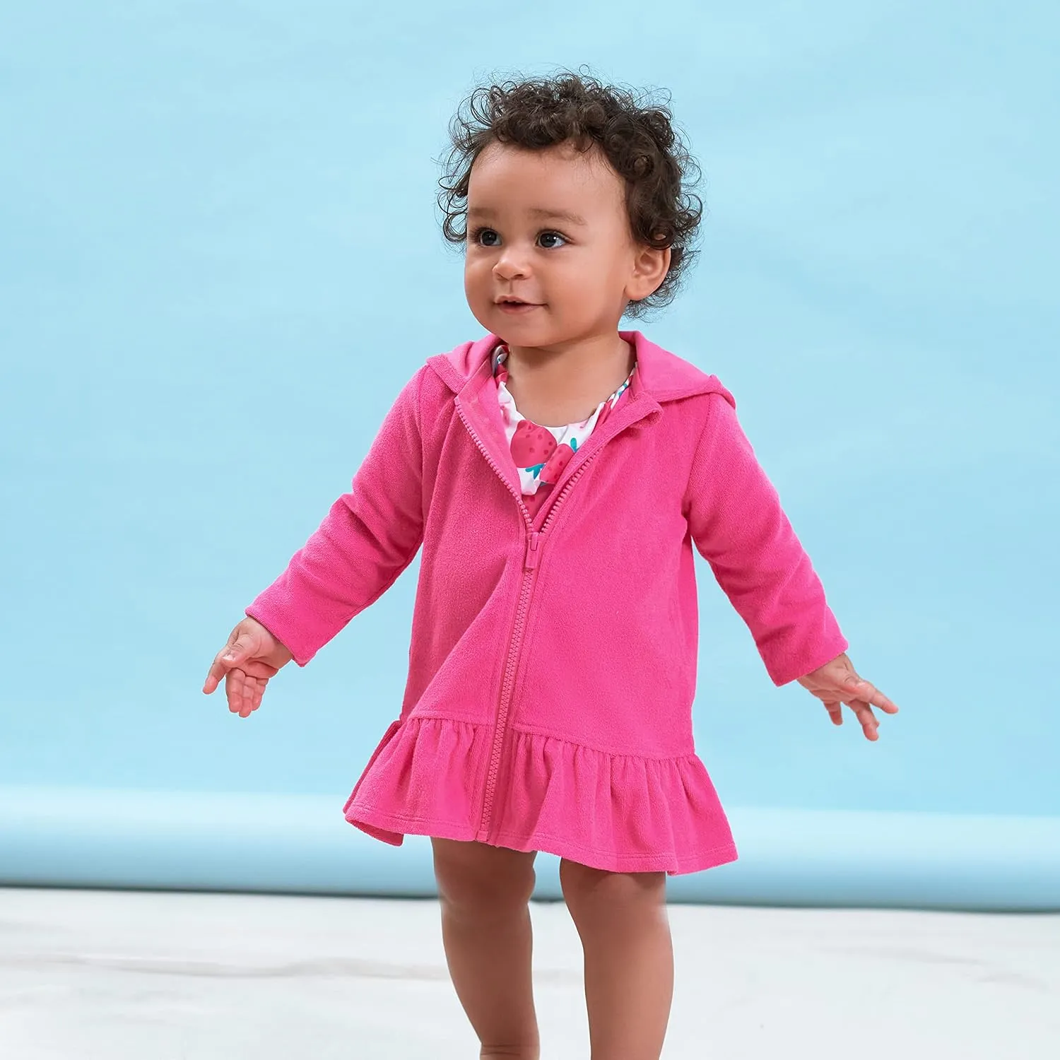 Gerber Baby Girls' and Toddler Zipper Hoodie Terry Swimsuit Cover Up