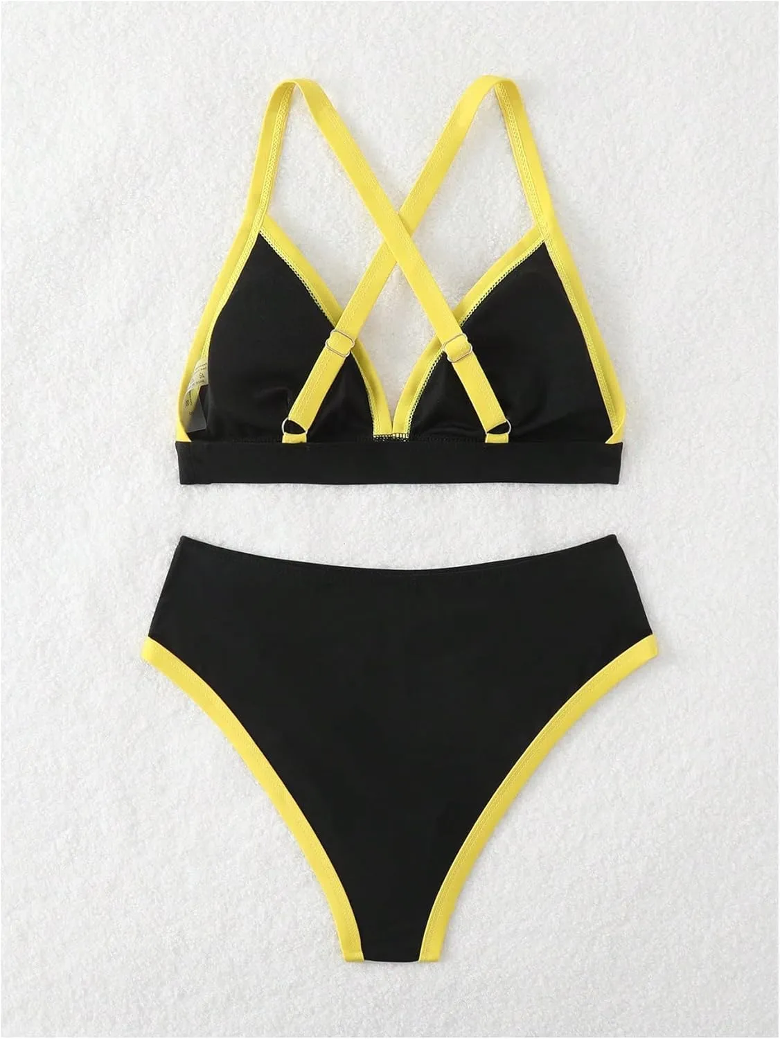 GORGLITTER Women's Triangle Jamaica Swimsuits Colorblock High Waisted Bikini High Cut Thong Bathing Suit