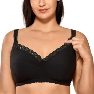 Gratlin Women's Plus Size Cotton Nursing Bra Support Wireless Breastfeeding Maternity Bras