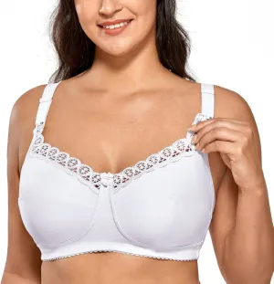 Gratlin Women's Plus Size Cotton Nursing Bra Support Wireless Breastfeeding Maternity Bras