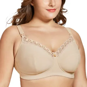 Gratlin Women's Plus Size Cotton Nursing Bra Support Wireless Breastfeeding Maternity Bras