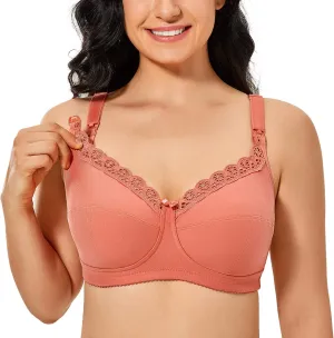 Gratlin Women's Plus Size Cotton Nursing Bra Support Wireless Breastfeeding Maternity Bras