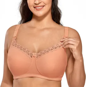 Gratlin Women's Plus Size Cotton Nursing Bra Support Wireless Breastfeeding Maternity Bras