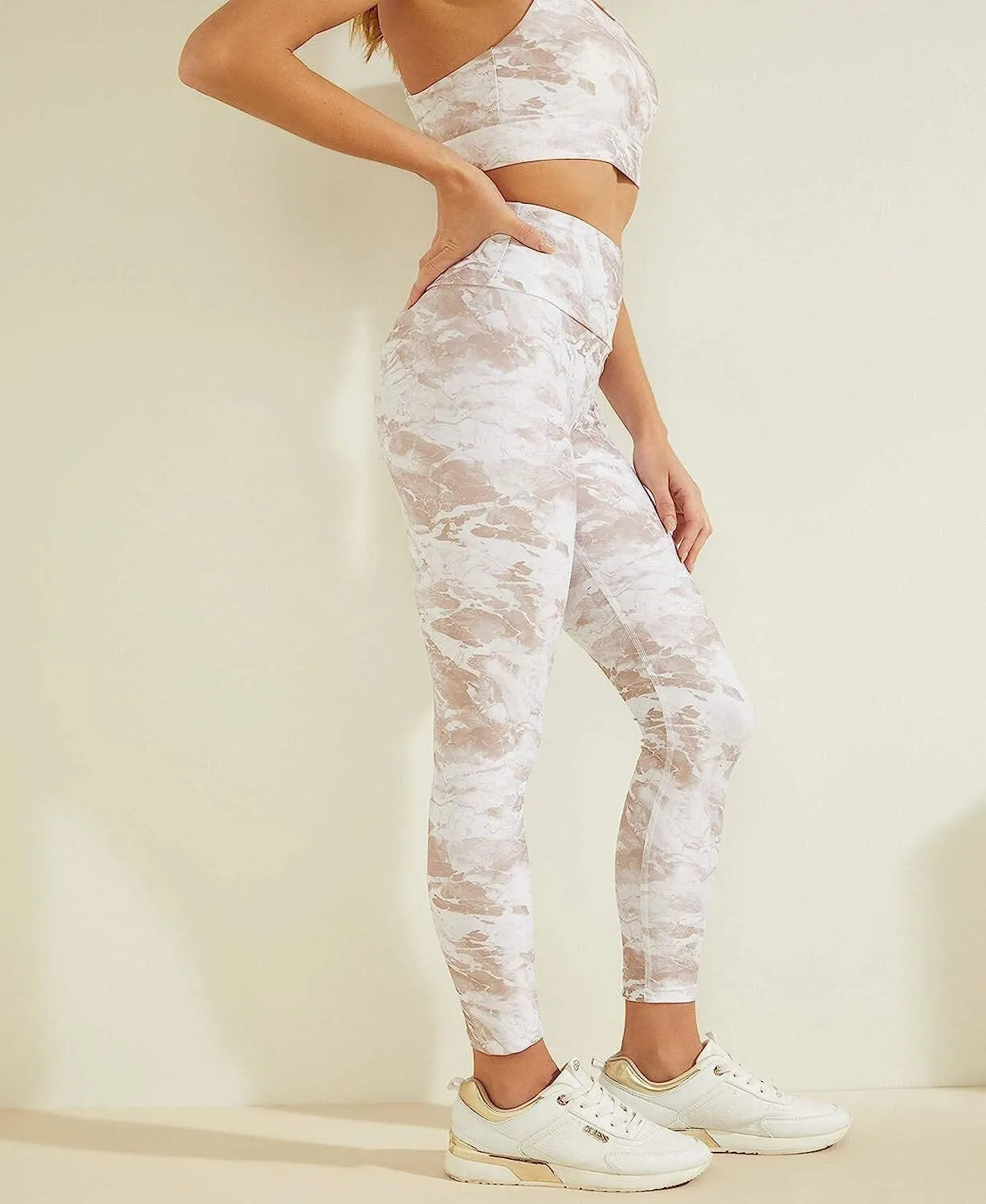 GUESS Women's Active Marble Print Leggings
