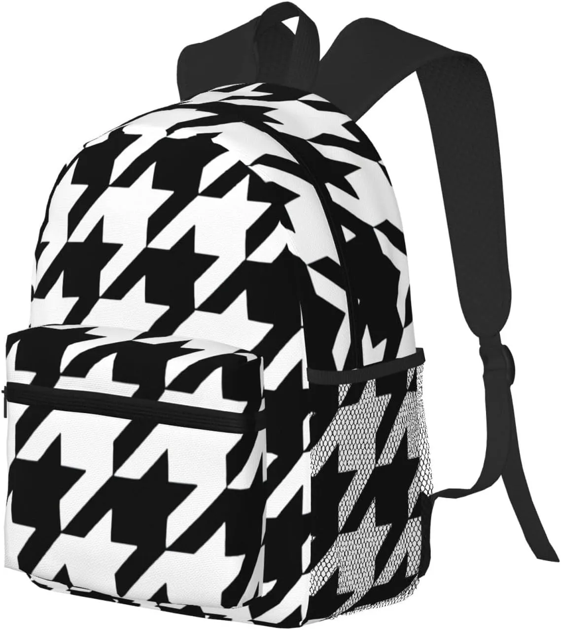 Houndstooth Black Laptop Backpack For Women Men,15.7 Inch Work Business Backpacks,Large Capacity Bag For Work