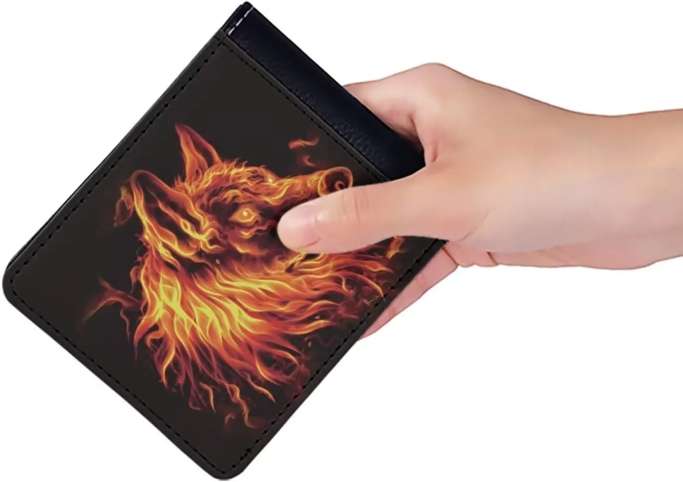 Ice Wolf Fire Wolf Bifold Wallet Gifts Purse for Boys Kids Gifts Wallet Card Holder Clutch Credit Card Case Money Clips Gifts Cool Wolf