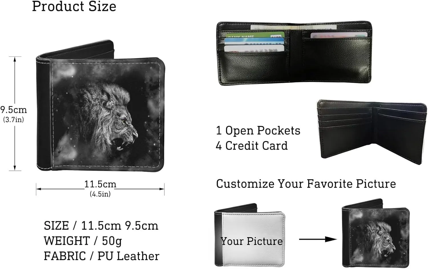 Ice Wolf Fire Wolf Bifold Wallet Gifts Purse for Boys Kids Gifts Wallet Card Holder Clutch Credit Card Case Money Clips Gifts Cool Wolf