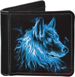 Ice Wolf Fire Wolf Bifold Wallet Gifts Purse for Boys Kids Gifts Wallet Card Holder Clutch Credit Card Case Money Clips Gifts Cool Wolf