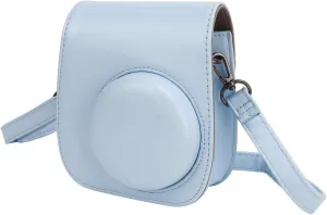 Instant Camera Bag Mini Instant Camera Protective Bag PU Case for Fujifilm Mini 12 with Album Filters Colorful Hanging Frames Stickers (Blue)