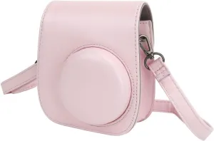 Instant Camera Bag Mini Instant Camera Protective Bag PU Case for Fujifilm Mini 12 with Album Filters Colorful Hanging Frames Stickers (Light Pink)