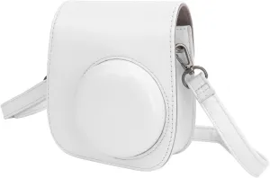 Instant Camera Bag Mini Instant Camera Protective Bag PU Case for Fujifilm Mini 12 with Album Filters Colorful Hanging Frames Stickers (White)