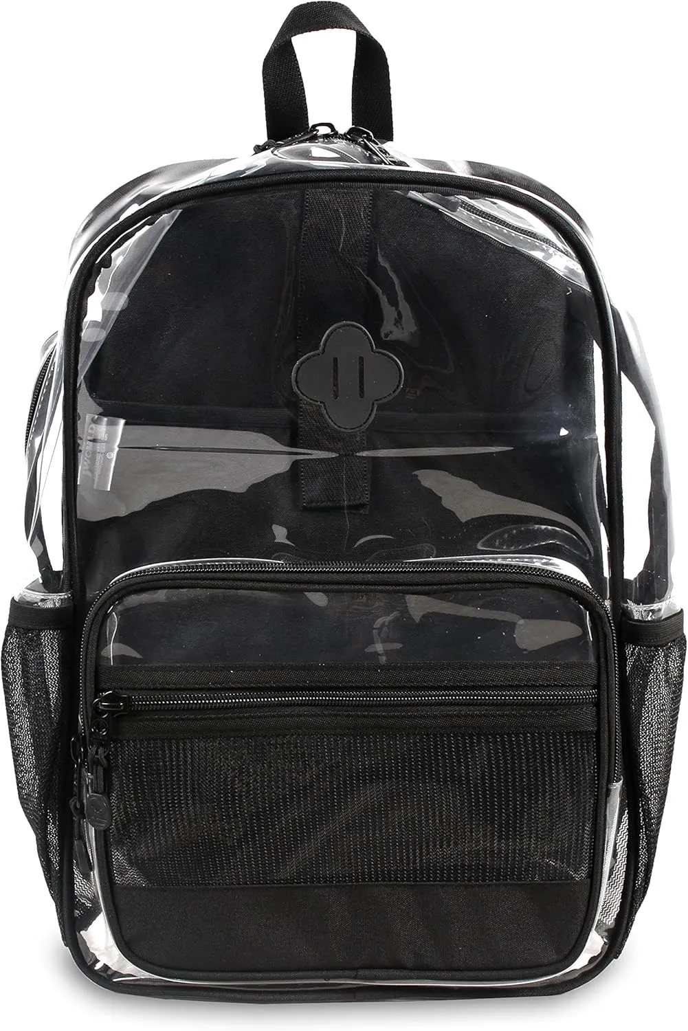 J World New York Heavy-Duty Clear Backpack. Large Transparent See Through TPU Laptop Bookbag, Black, One Size