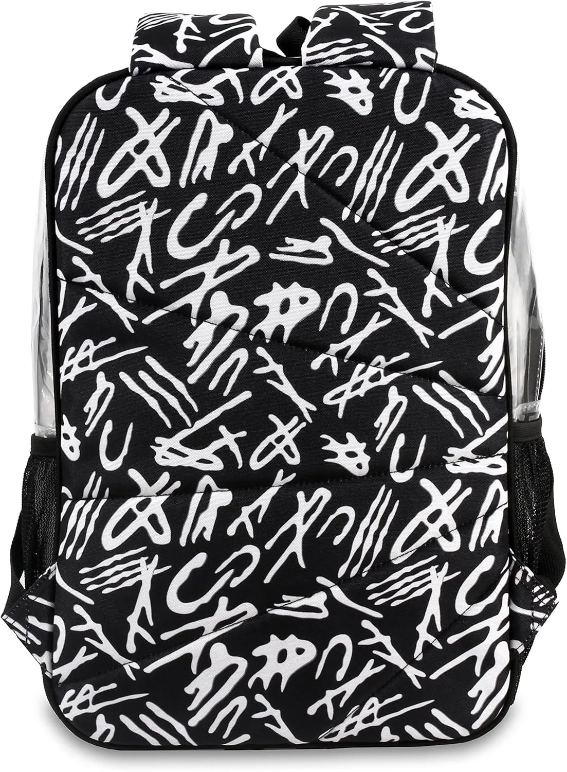 J World New York Heavy-Duty Clear Backpack. Large Transparent See Through TPU Laptop Bookbag, Script, One Size