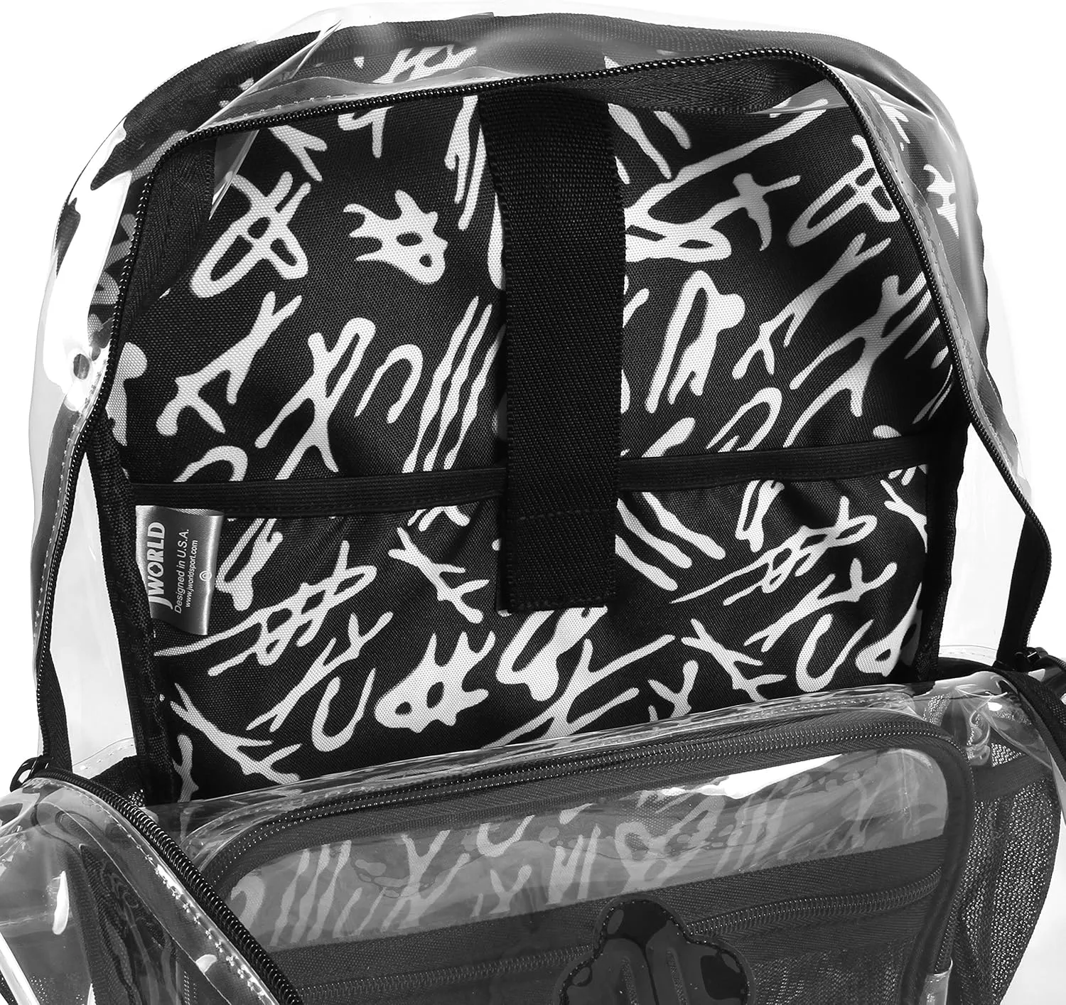 J World New York Heavy-Duty Clear Backpack. Large Transparent See Through TPU Laptop Bookbag, Script, One Size