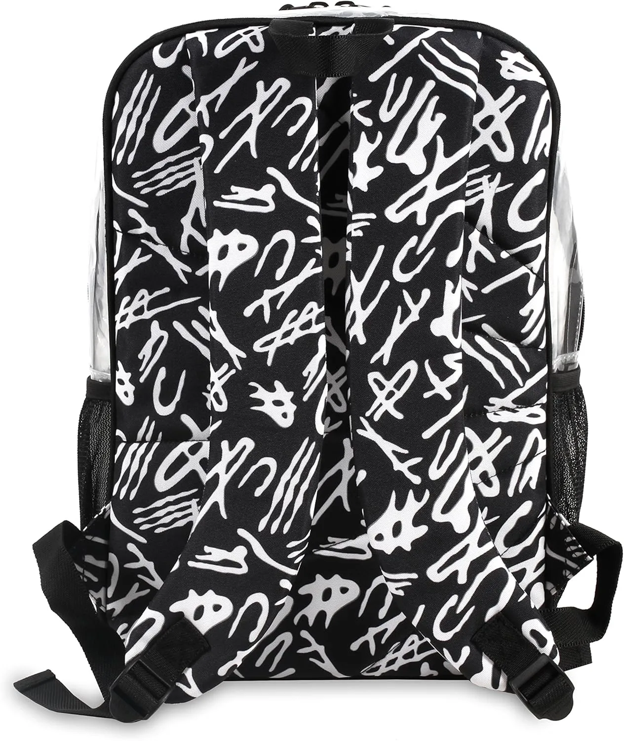 J World New York Heavy-Duty Clear Backpack. Large Transparent See Through TPU Laptop Bookbag, Script, One Size