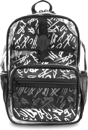 J World New York Heavy-Duty Clear Backpack. Large Transparent See Through TPU Laptop Bookbag, Script, One Size