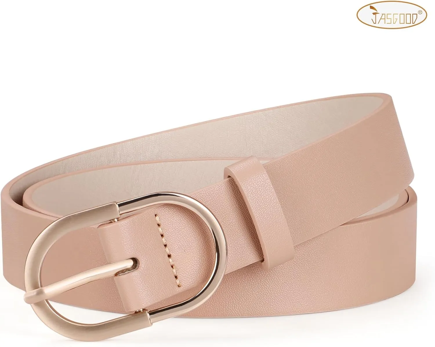 JASGOOD Womens Leather Belts for Jeans Pants Fashion Ladies Belt with Gold Buckle