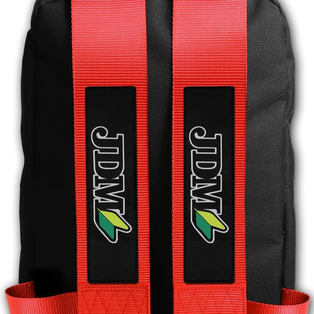 JDM Bride Racing Laptop Travel Backpack Brown Bottom with Adjustable Harness Straps (JDM-Red Strap)