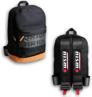 JDM Bride Racing Laptop Travel Backpack Brown Bottom with Adjustable Harness Straps (NIS-BK)