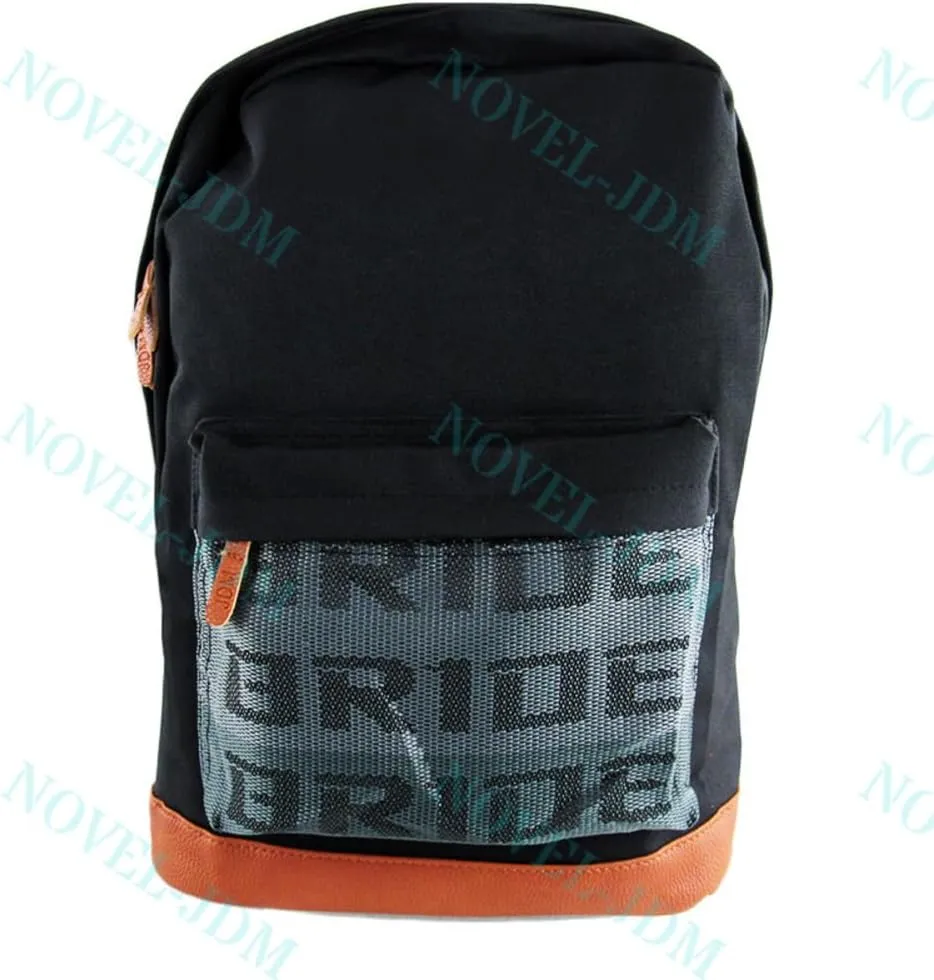 JDM Bride Recaro Racing Laptop Travel Backpack Brown Bottom with Adjustable Harness Straps (Bride - Black TAK Strap)