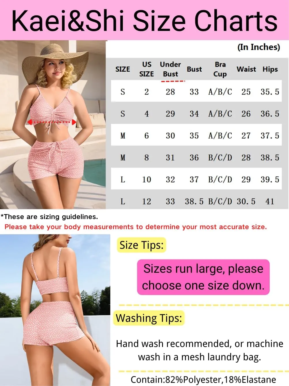 Kaei&Shi Boy Short Bikini Sets for Women,Modest Two Piece High Waisted Shorts Bikinis,Cute Floral Ruched Boyshort Swimsuits