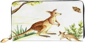 Kangaroo Pattern Leather Wallet Credit Card Holder Wallet Fashion Wristlet Wallet Clutch Purse For Women And Men