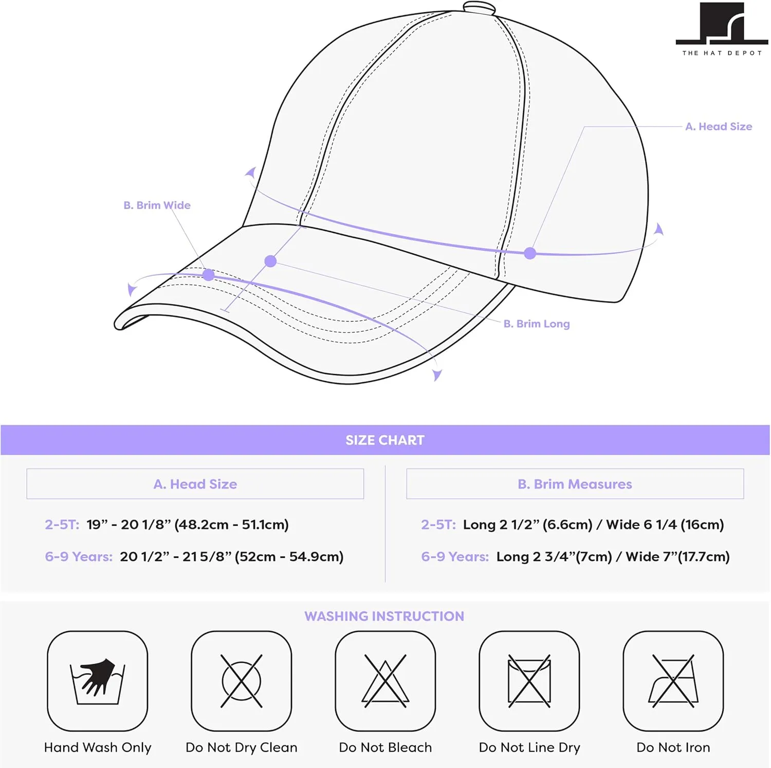 Kids Washed Low Profile Cotton and Denim UPF 50  Plain Baseball Cap Hat
