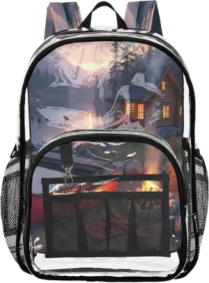 Landscape Backpacks for Boys, Clear Plastic Bag, School Bags for Girls, Backpack Clear