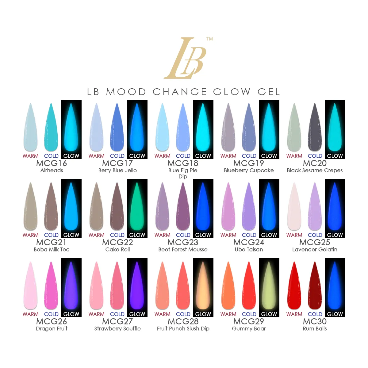 LB MOOD CHANGE GLOW GEL - PROFESSIONAL COLLECTION (MCG1-MCG30)