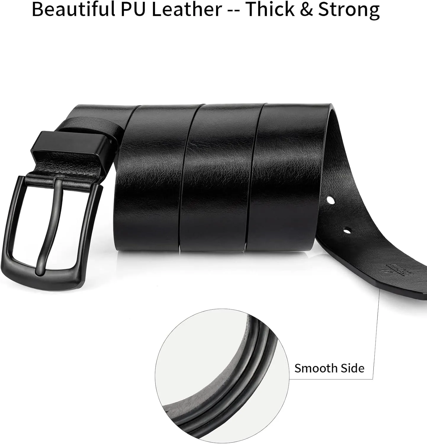 Leather Belt for Men, Mens Casual Belts for Jeans 1.4" Wide