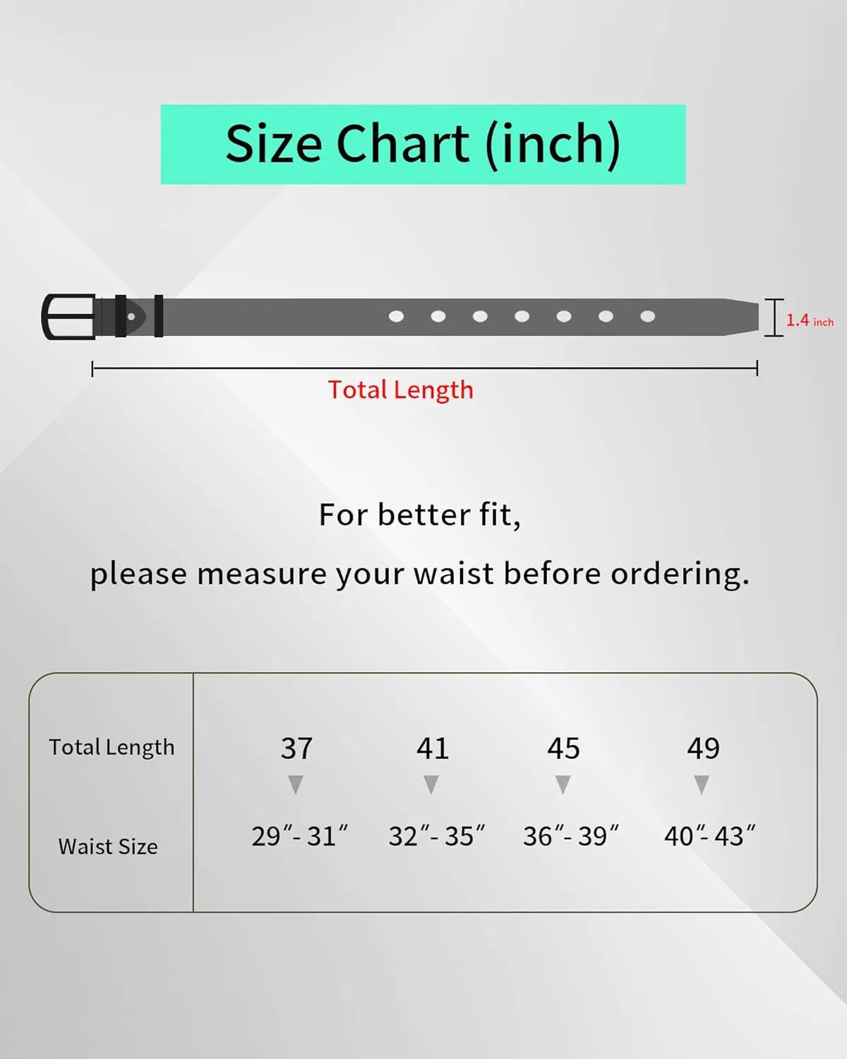 Leather Belt for Men, Mens Casual Belts for Jeans 1.4" Wide
