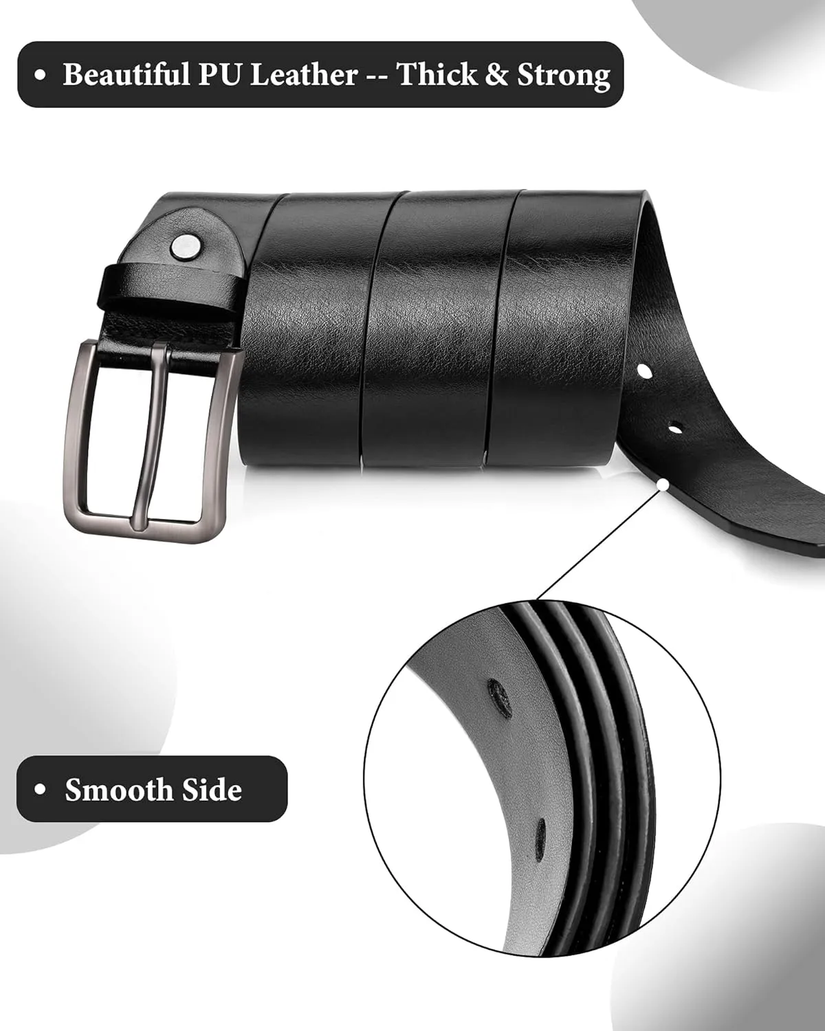 Leather Belt for Men, Mens Casual Belts for Jeans 1.4" Wide