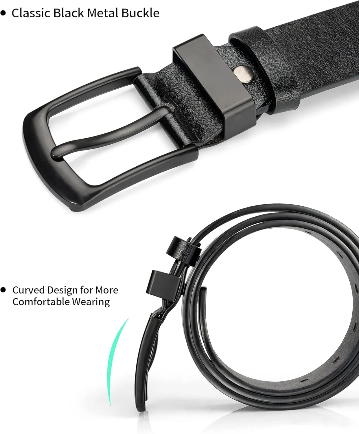 Leather Belt for Men, Mens Casual Belts for Jeans 1.4" Wide