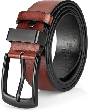 Leather Belt for Men, Mens Casual Belts for Jeans 1.4" Wide